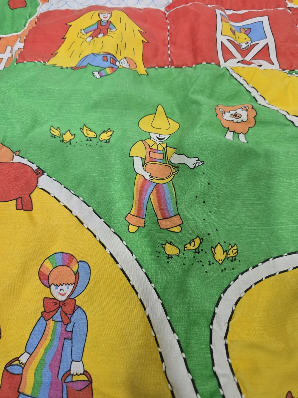 Colorful Kids Farm Quilted Throw Blanket - Bright Multi 29x36